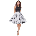 Grace Karin Retro Vintage Ärmelloses Crew Neck Patchwork Flare A-Line Polka Dots Kleid CL010463-2